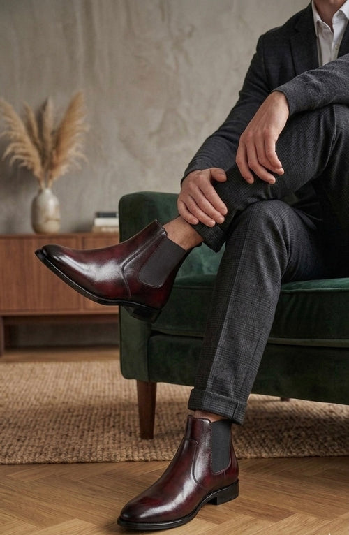 Men’s Chelsea Boots – Premium Leather Burgundy